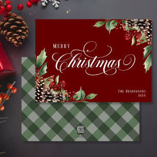 Cartes Pour Fêtes Annuelles Noël rouge traditionnel