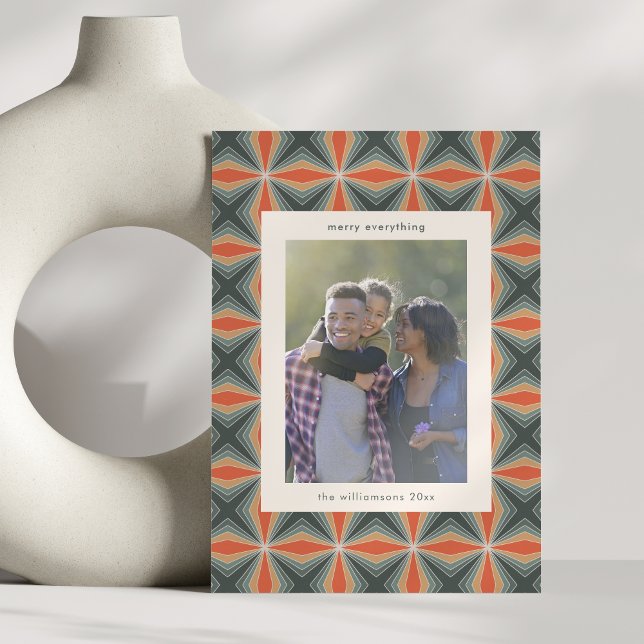 Cartes Pour Fêtes Annuelles Noël Rouge Vert Art Déco Photo personnalisée (Créateur téléchargé)