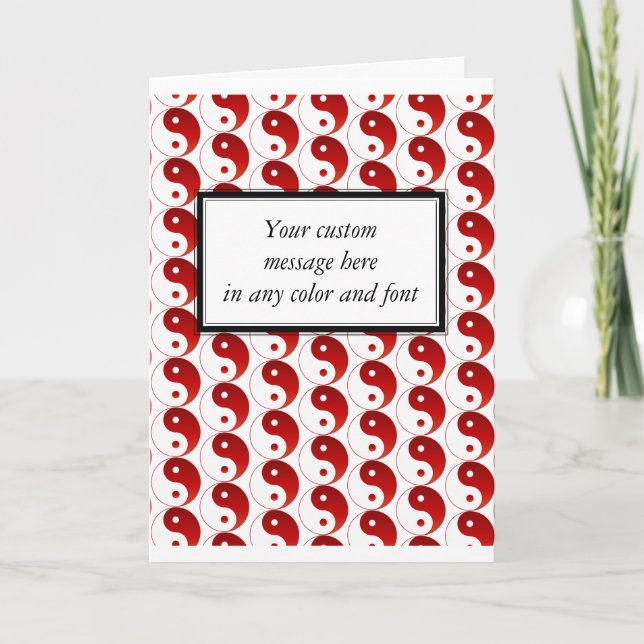 Cartes Pour Fêtes Annuelles Noël Rouge Yin & Yang Motif (Devant)