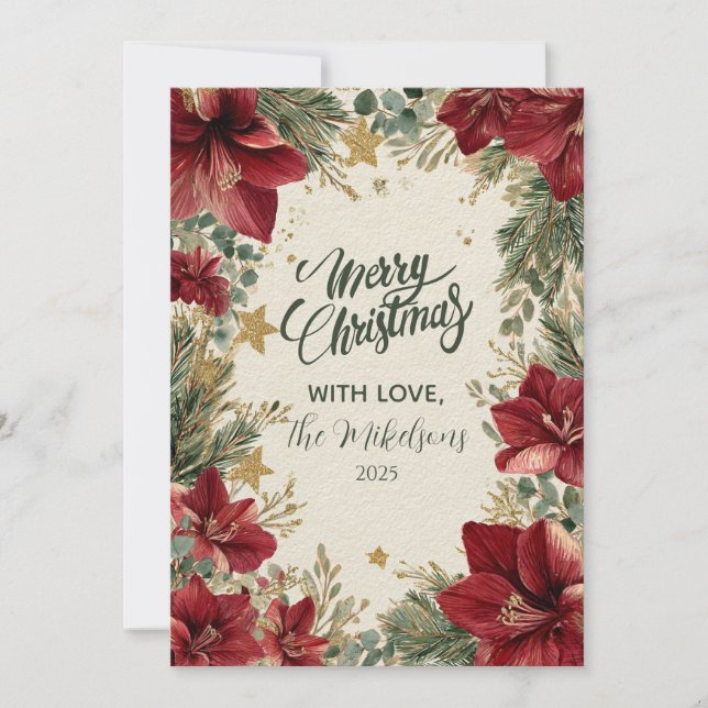 Cartes Pour Fêtes Annuelles Noël Russe de vacances Amaryllis (Devant)