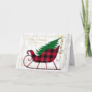 Cartes Pour Fêtes Annuelles Noël Russe Sleigh Red Buffalo Plaid
