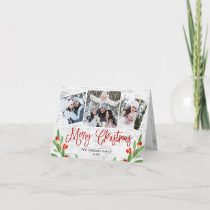 Cartes Pour Fêtes Annuelles Noël Rustic Birch Bark 5 PHOTO Salutation