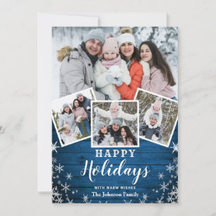 Cartes Pour Fêtes Annuelles Noël Rustic Wood 4 PHOTO Salutation