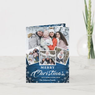 Cartes Pour Fêtes Annuelles Noël Rustic Wood 6 PHOTO Salutation