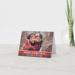 Cartes Pour Fêtes Annuelles Noël rustique à carreaux Grands-parents Photo