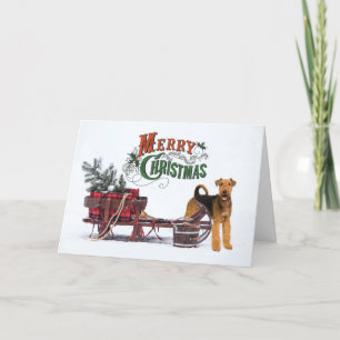 Cartes Pour Fêtes Annuelles Noël rustique Airedale