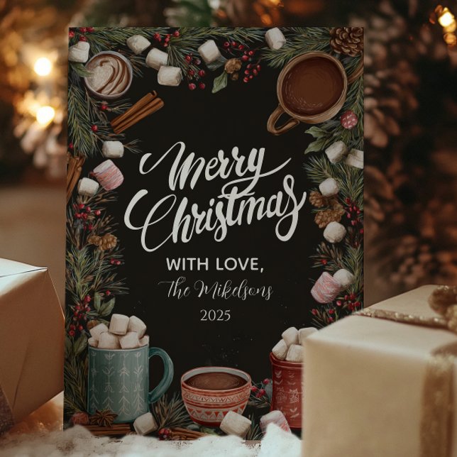 Cartes Pour Fêtes Annuelles Noël rustique au chocolat chaud (Créateur téléchargé)
