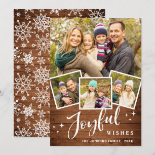 Cartes Pour Fêtes Annuelles Noël Rustique Brown Boho Wood 4 PHOTO Salutation