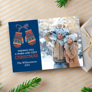Cartes Pour Fêtes Annuelles Noël rustique coloré Mittens photo de vacances