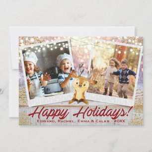 Cartes Pour Fêtes Annuelles Noël rustique Deux Photos Collage de cadres