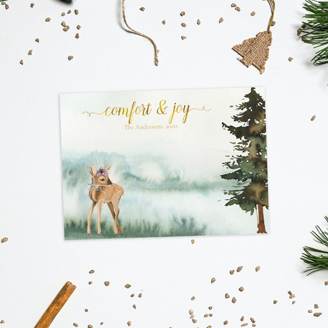 Cartes Pour Fêtes Annuelles Noël rustique du cerf animal boisé (Créateur téléchargé)