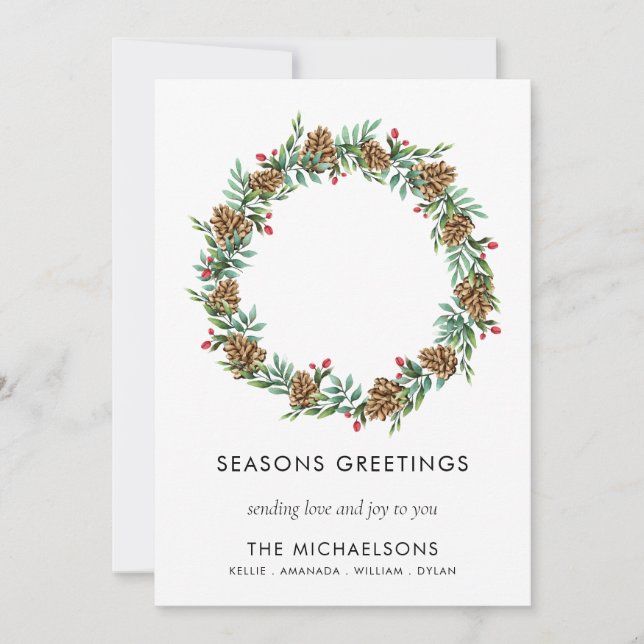 Cartes Pour Fêtes Annuelles Noël rustique Joyeuses Fêtes modernes Nom (Devant)