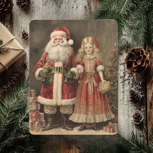 Cartes Pour Fêtes Annuelles Noël rustique Joyeux Avec Clause Santa (Créateur téléchargé)