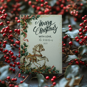 Cartes Pour Fêtes Annuelles Noël Rustique Rocking Horse