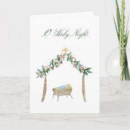 Cartes Pour Fêtes Annuelles Noël sacré Nativité à l'aquarelle