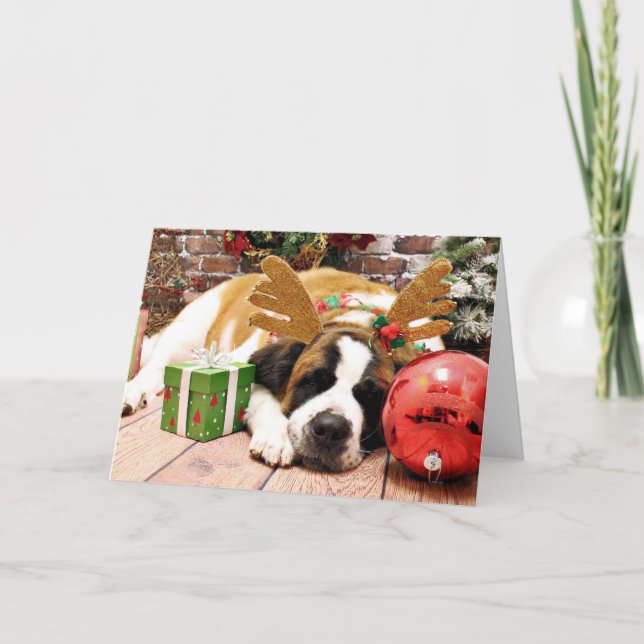 Cartes Pour Fêtes Annuelles Noël - Saint Bernard - Bleu (Devant)