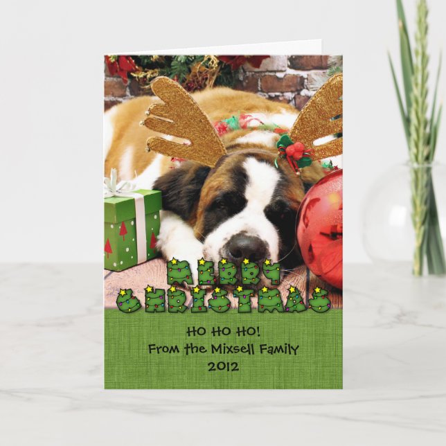 Cartes Pour Fêtes Annuelles Noël - Saint Bernard - Bleu (Devant)