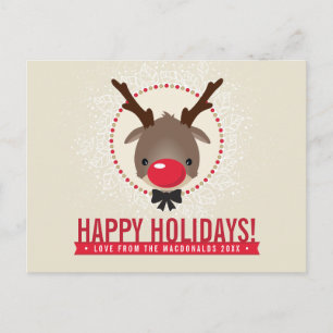 Cartes Pour Fêtes Annuelles NOËL SALUER rennes de nez rouge rudolph or