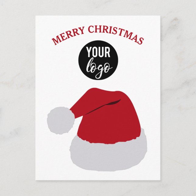 Cartes Pour Fêtes Annuelles Noël Santa Hat Joyeux Noël Logo d'affaires (Devant)