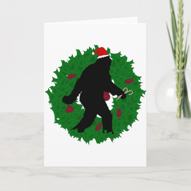 Cartes Pour Fêtes Annuelles Noël Sasquatchant (Devant)
