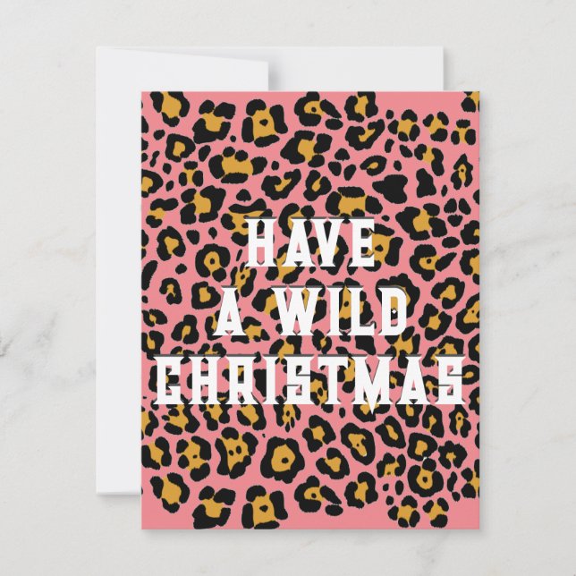 Cartes Pour Fêtes Annuelles Noël sauvage de Poster de animal rose moderne (Devant)