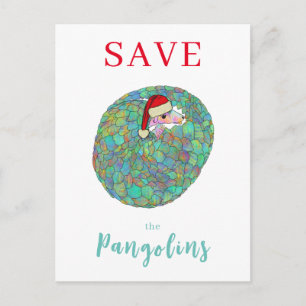 Cartes Pour Fêtes Annuelles Noël Sauvez le Pangolin Animal Mignon