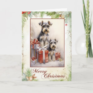 Cartes Pour Fêtes Annuelles Noël Schnauzer vintage