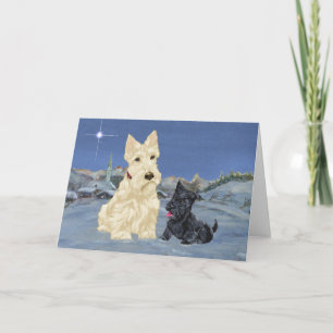Cartes Pour Fêtes Annuelles Noël Scottie Blé et chiot