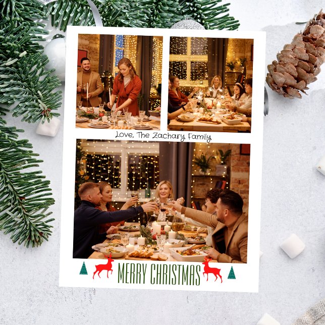 Cartes Pour Fêtes Annuelles Noël Script Famille Trois Photo (Créateur téléchargé)