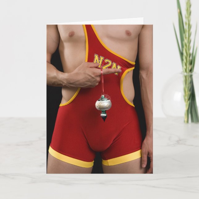 Cartes Pour Fêtes Annuelles Noël Sexy Wrestler 1835 (Devant)