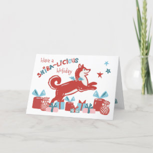 Cartes Pour Fêtes Annuelles Noël Shiba Inu Dog Holiday Joie Moderne Rétro