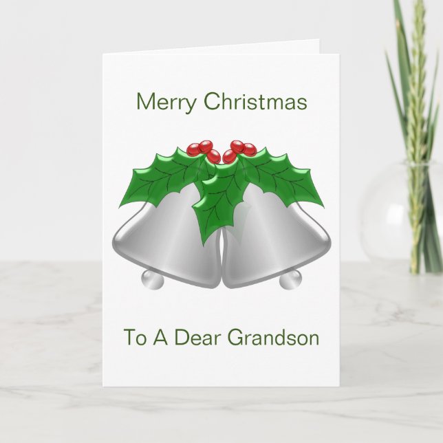 Cartes Pour Fêtes Annuelles Noël Silver Bells Grandson (Devant)