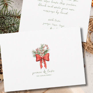 Cartes Pour Fêtes Annuelles Noël simple bonbon à la canne arc vintage non-phot