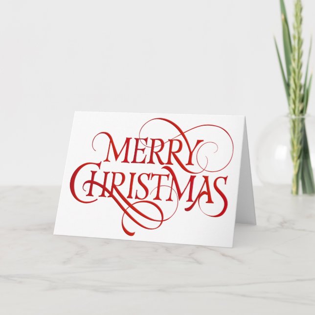 Cartes Pour Fêtes Annuelles Noël simple rouge et blanc (Devant)