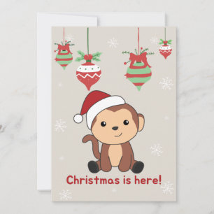 Cartes Pour Fêtes Annuelles Noël singe neige hiver animaux singes vacances