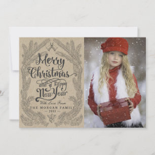 Cartes Pour Fêtes Annuelles Noël Snowflake & Kraft Papier Salutation de vacanc
