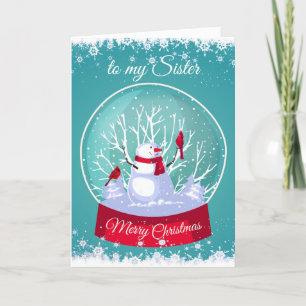 Cartes Pour Fêtes Annuelles Noël Snowglobe Snowman Cardinal Bird Soeur