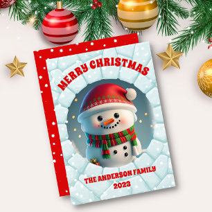 Cartes Pour Fêtes Annuelles Noël Snowman 3D