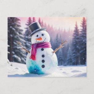 Cartes Pour Fêtes Annuelles Noël Snowman et forêt d'hiver