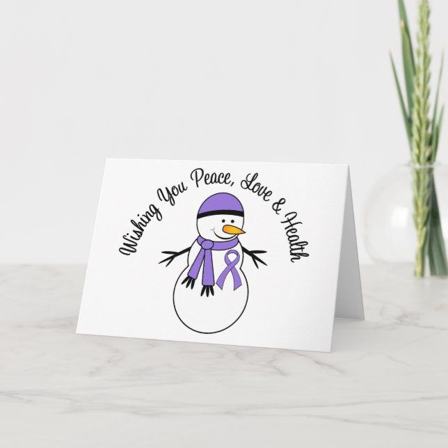 Cartes Pour Fêtes Annuelles Noël Snowman Hodgkins Lymphoma Ribbon (Devant)