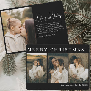 Cartes Pour Fêtes Annuelles Noël sobre minimaliste 4 photo noir