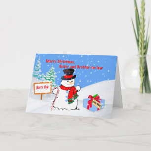 Cartes Pour Fêtes Annuelles Noël, soeur et beau-frère, bonhomme de neige