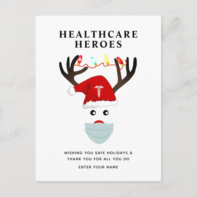 Cartes Pour Fêtes Annuelles Noël Soins de santé Héros Merci vacances (Devant)