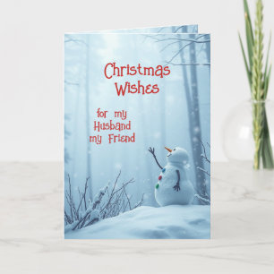 Cartes Pour Fêtes Annuelles Noël Souhaite mignon Mari Snowman ami