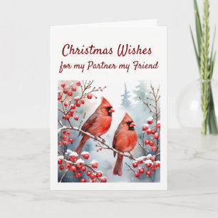 Cartes Pour Fêtes Annuelles Noël Souhaite Red Cardinal Bird Partenaire Ami