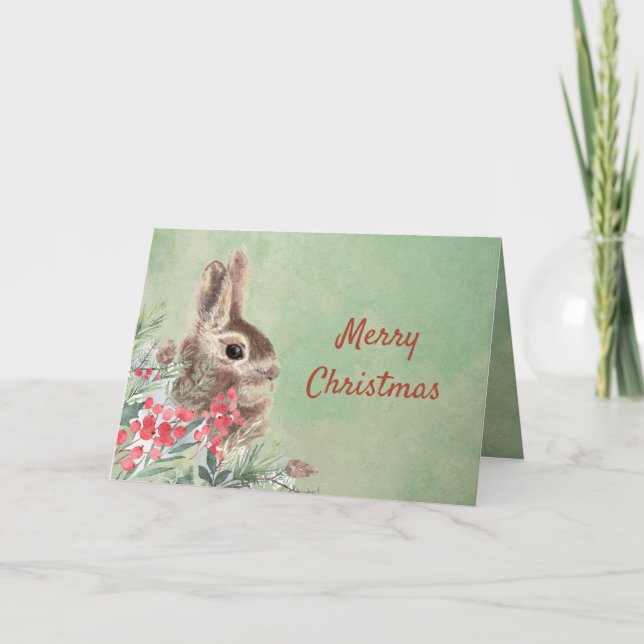 Cartes Pour Fêtes Annuelles Noël Souhaits de lapin mignon lapin Blank Holiday (Devant)