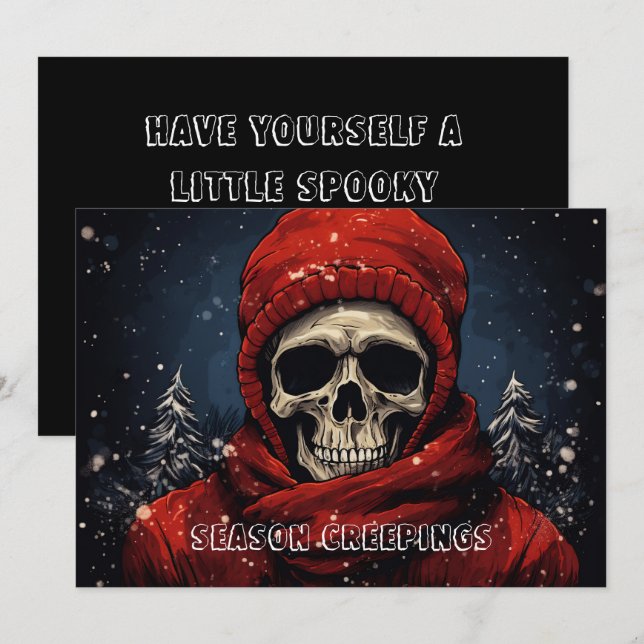 Cartes Pour Fêtes Annuelles Noël Squelette gothique (Devant / Derrière)