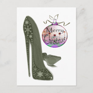 Cartes Pour Fêtes Annuelles Noël Stiletto Chaussure et Bauble Art Cadfts