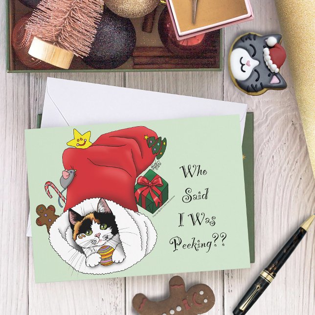 Cartes Pour Fêtes Annuelles Noël Stocker mignonne Calico Kitten (Créateur téléchargé)