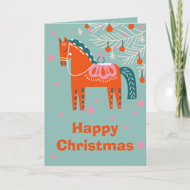 Cartes Pour Fêtes Annuelles Noël suédois Dala Horse (Devant)
